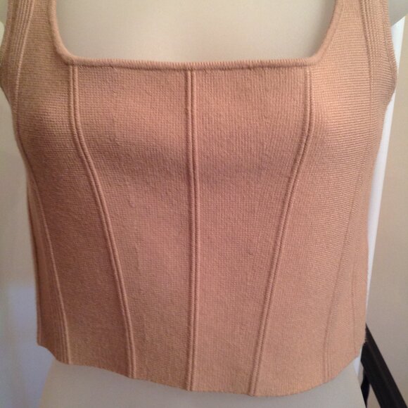 all : row The Millie Crop Tank Top Sweater Beige Tan M - Picture 2 of 10
